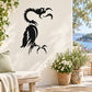 Black bird wall decal silhouette with curled crest and spread wing
