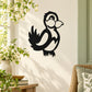 Black cartoon blushing bird wall decal with heart cheeks