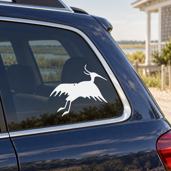 White flying egret silhouette car decal sticker