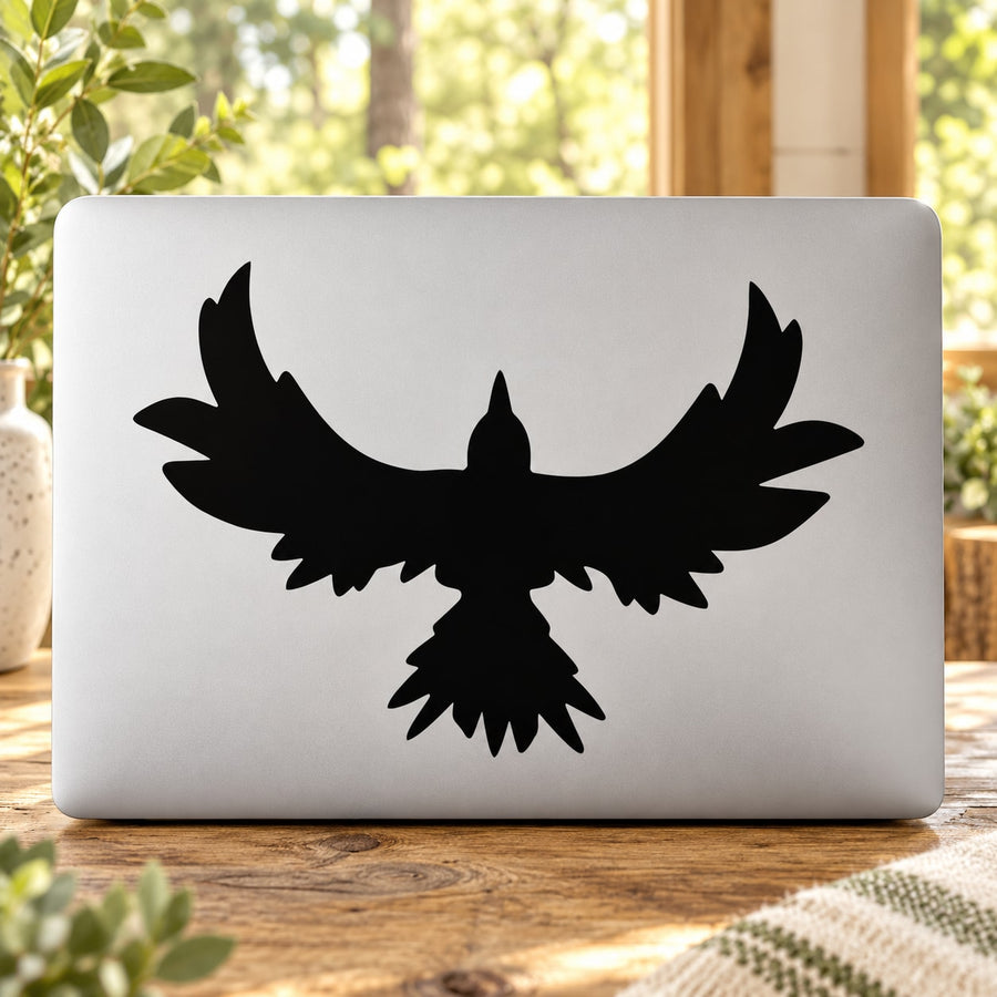 Black falcon with open wings vinyl decal silhouette