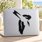 Diving swallow decal with black diving bird silhouette on a light surface