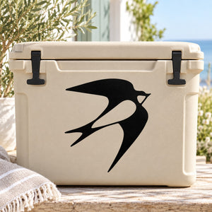 Black flying swallow decal sticker with stylized bird silhouette