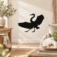 Black crane silhouette wall decal with flared wings and outstretched beak