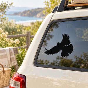 Black soaring dove decal for car window