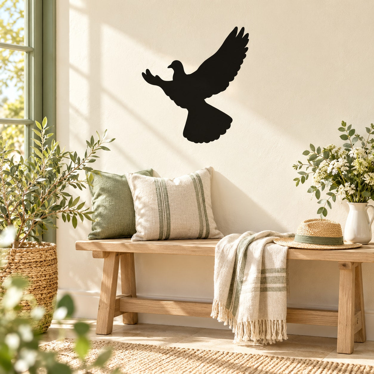 Black dove silhouette wall decal