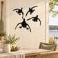 Black duck wall decal set with five flying duck silhouettes on light wall