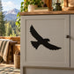 Black eagle soaring silhouette wall decal with rectangular border