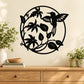 Black circular hummingbird floral wall decal with bird and leaves