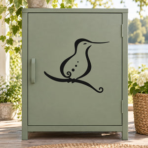 Black heron piper wall decal with swirling vine design
