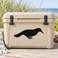 Black vulture silhouette decal on a beige cooler lid