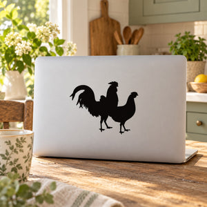 Black rooster and hen wall decal silhouette