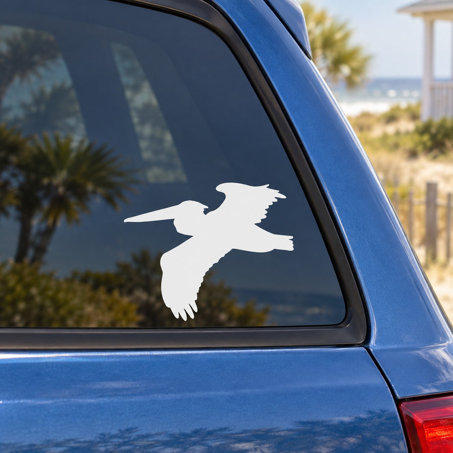 White pelican vinyl decal sticker for car window