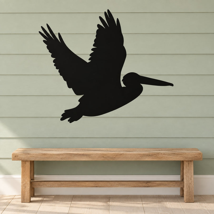 Pelican vinyl wall decal, black bird silhouette