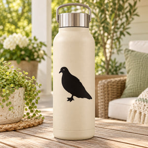 Pigeon decal with black standing pigeon silhouette