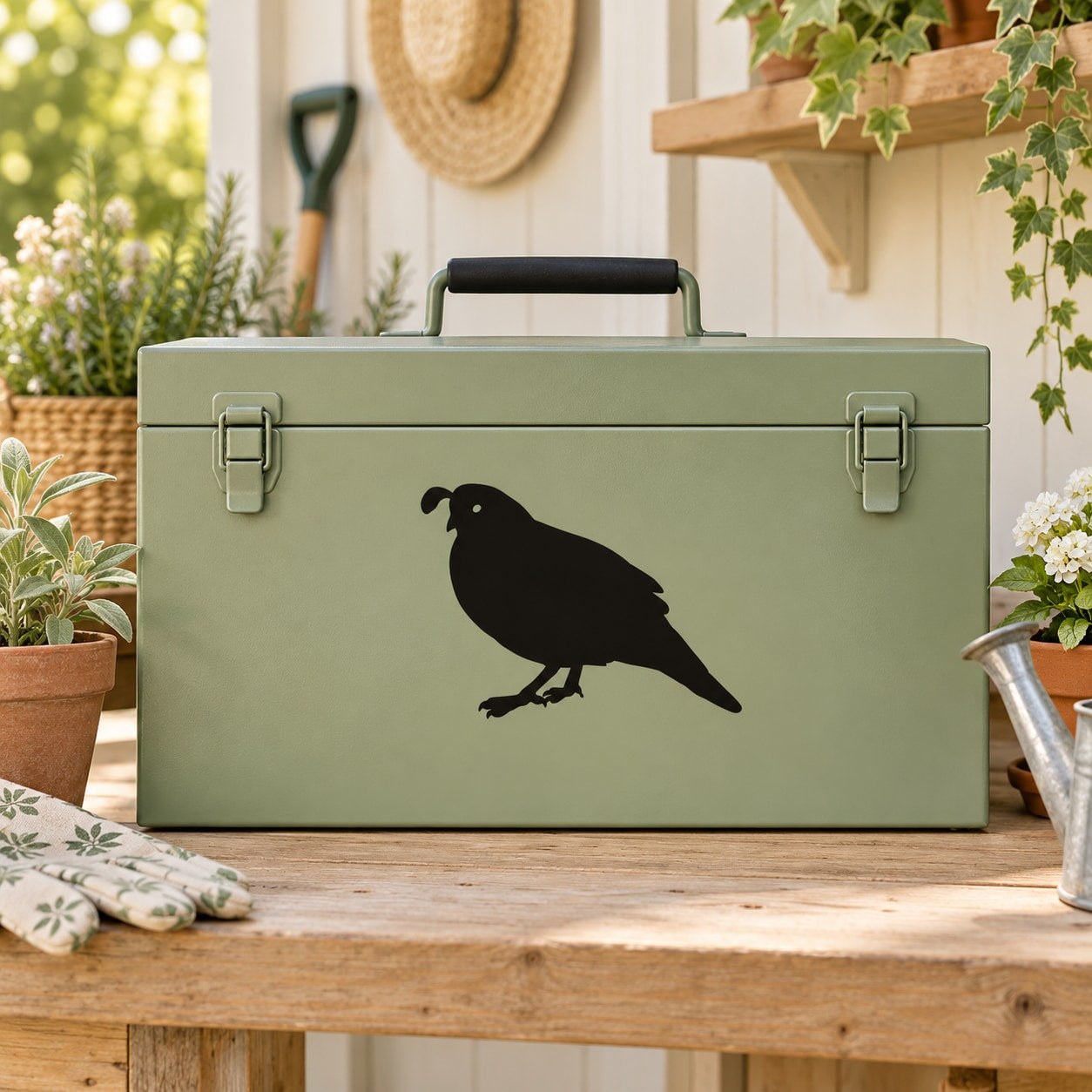 Black quail bird silhouette decal sticker