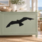 Coasting seagull wall decal, black silhouette on light background