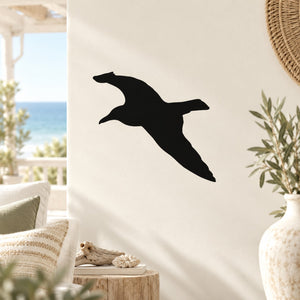 Seagull swooping decal, black bird silhouette