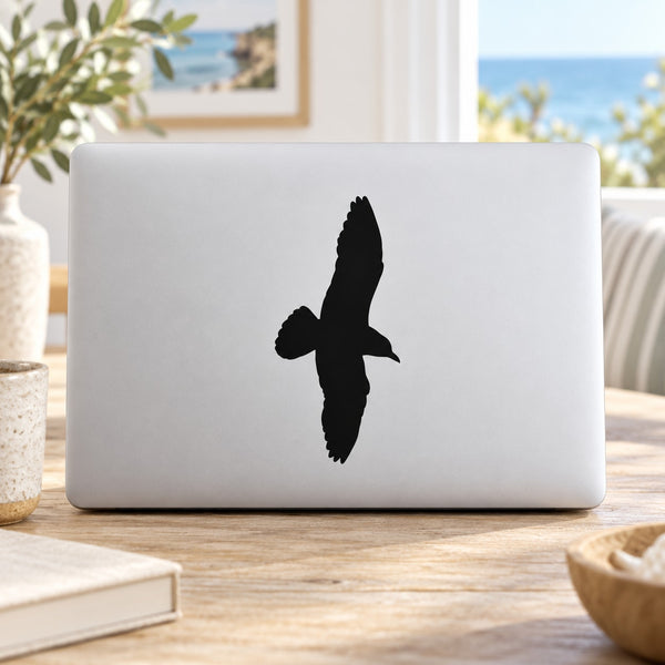Pacific seagull hunting decal with black flying bird silhouette