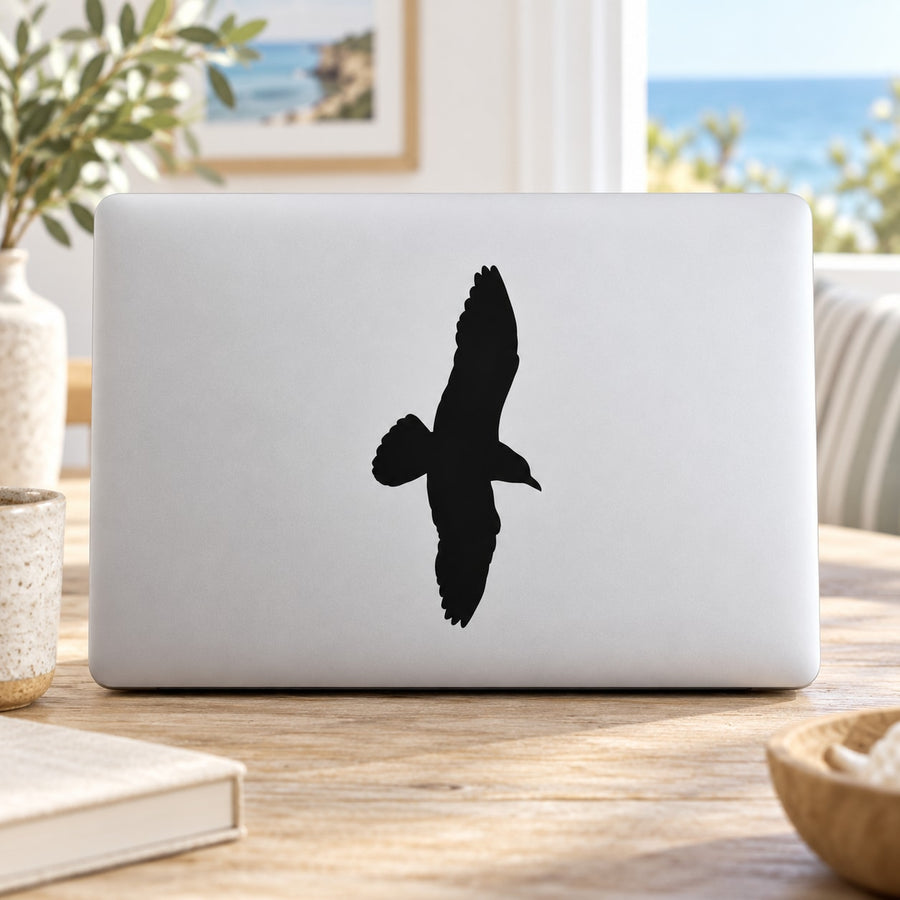 Pacific seagull hunting decal with black flying bird silhouette
