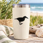 Drink tumbler with black bird silhouette decal
