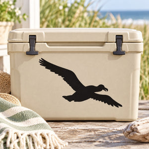 Bird crouching decal, black silhouette for cooler