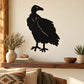 Turning head vulture wall decal, black bird silhouette with feathered details
