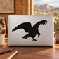 Pecking vulture decal with black bird silhouette on light background