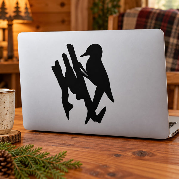 Black woodpecker silhouette decal
