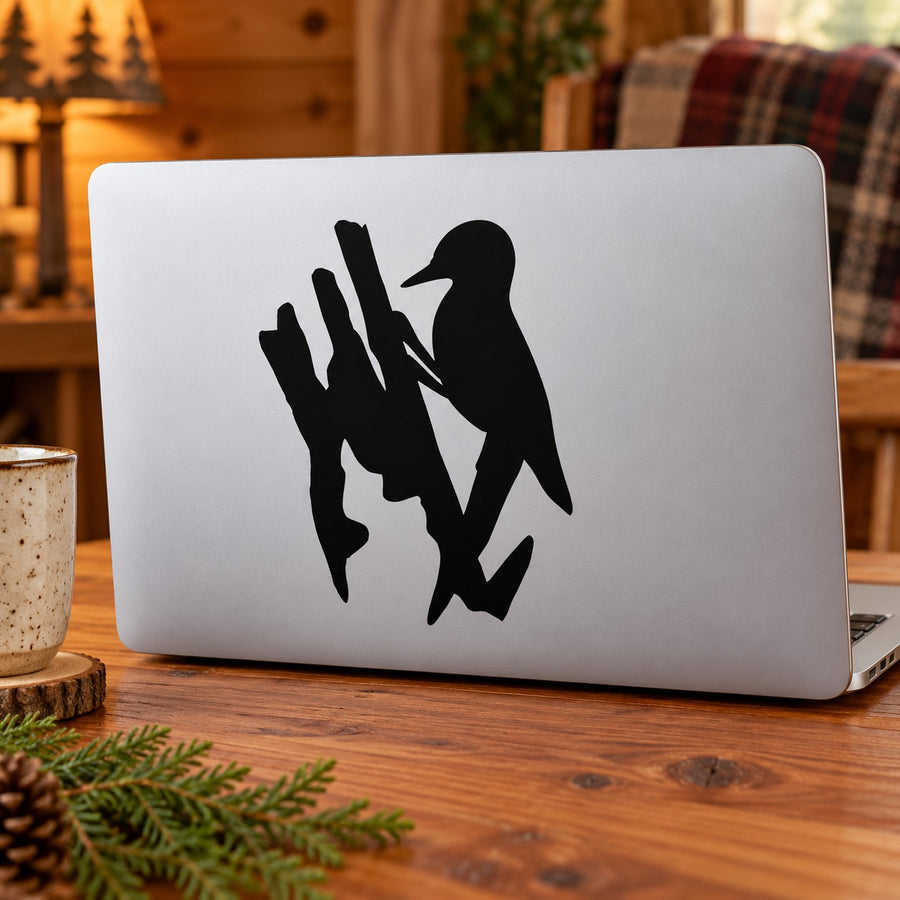 Black woodpecker silhouette decal