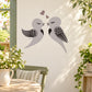 Love birds wall sticker with two gray birds facing each other and small hearts