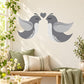 Two gray love birds with a heart center wall sticker