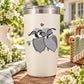Cute gray owl couple sticker with heart above, love theme graphic