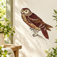 Colorful owl perched on branch wall sticker with detailed feathers, eyes, and claws