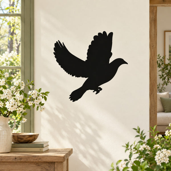 Black bird wing decal silhouette on a light background