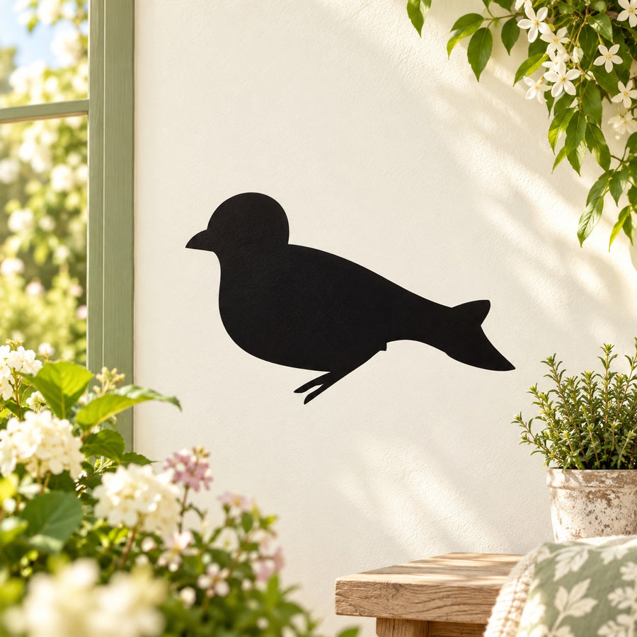 Black sitting dove vinyl wall decal silhouette