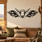 Bison head wall decal with flame-like wing designs in black and beige