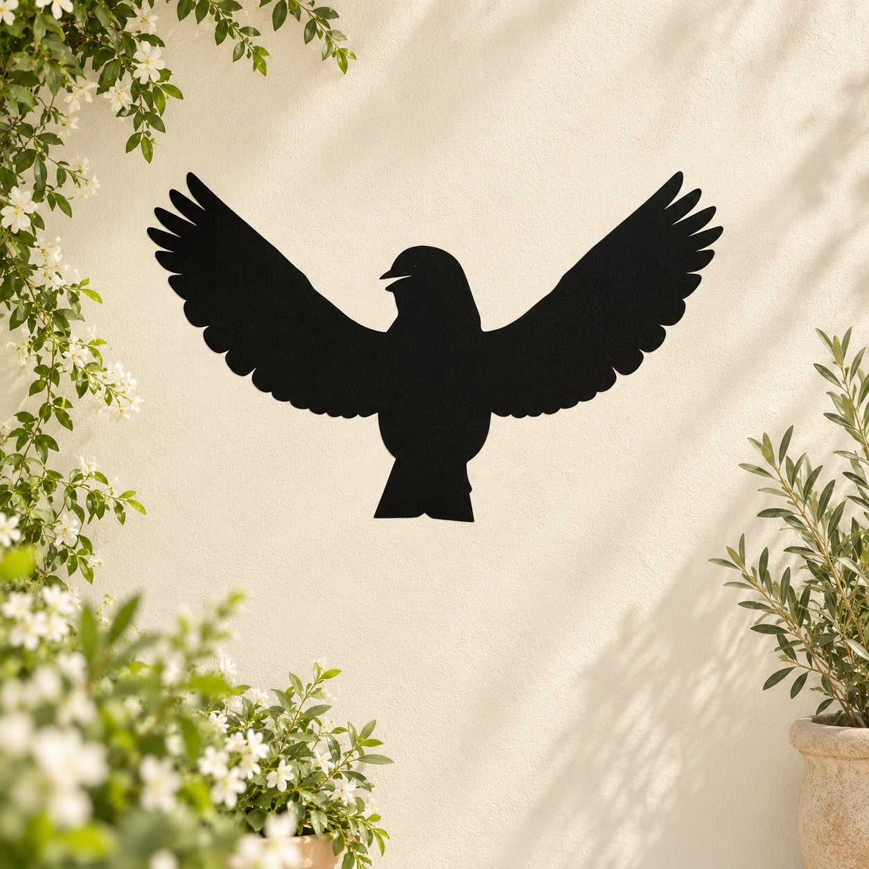 Black spreading-wings bird silhouette wall decal