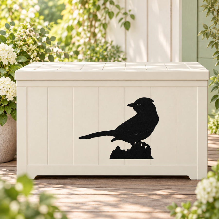 Blue jay bird decal with black silhouette
