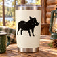 Boar with tusks vinyl decal, black boar silhouette on a white tumbler