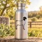 Standing profile goat decal on stainless steel water bottle, black silhouette