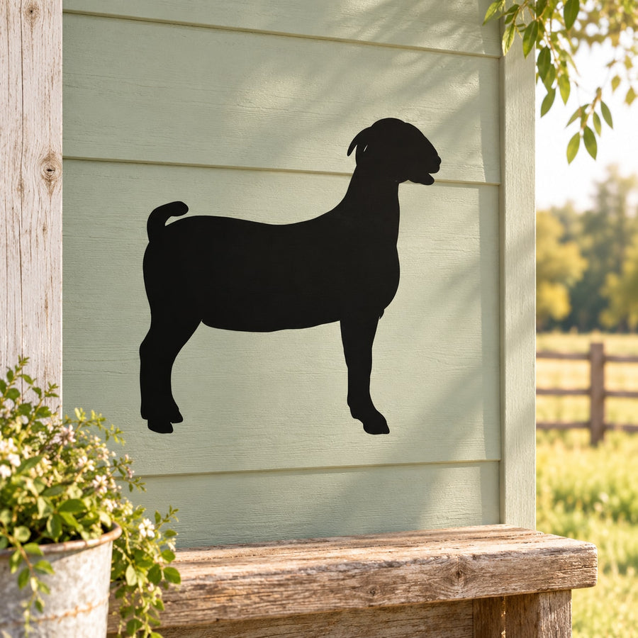Goat standing profile silhouette decal, black