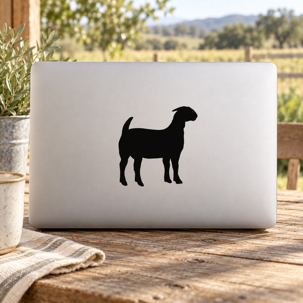 Black boer goat silhouette decal on light surface