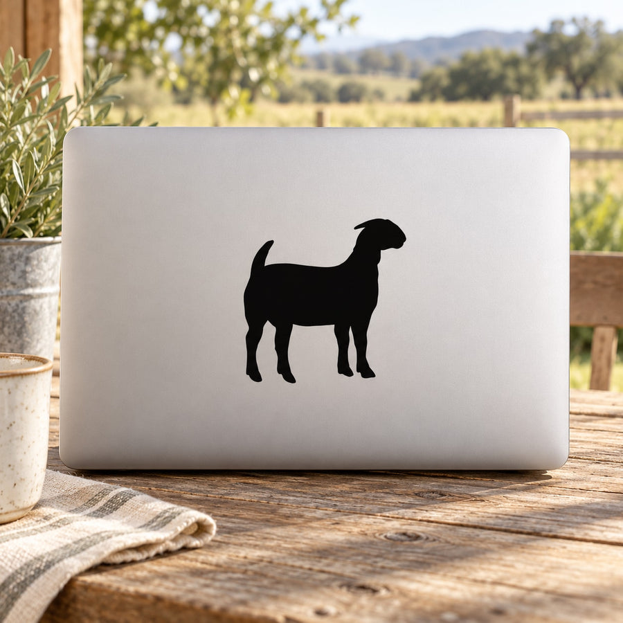 Black boer goat silhouette decal on light surface