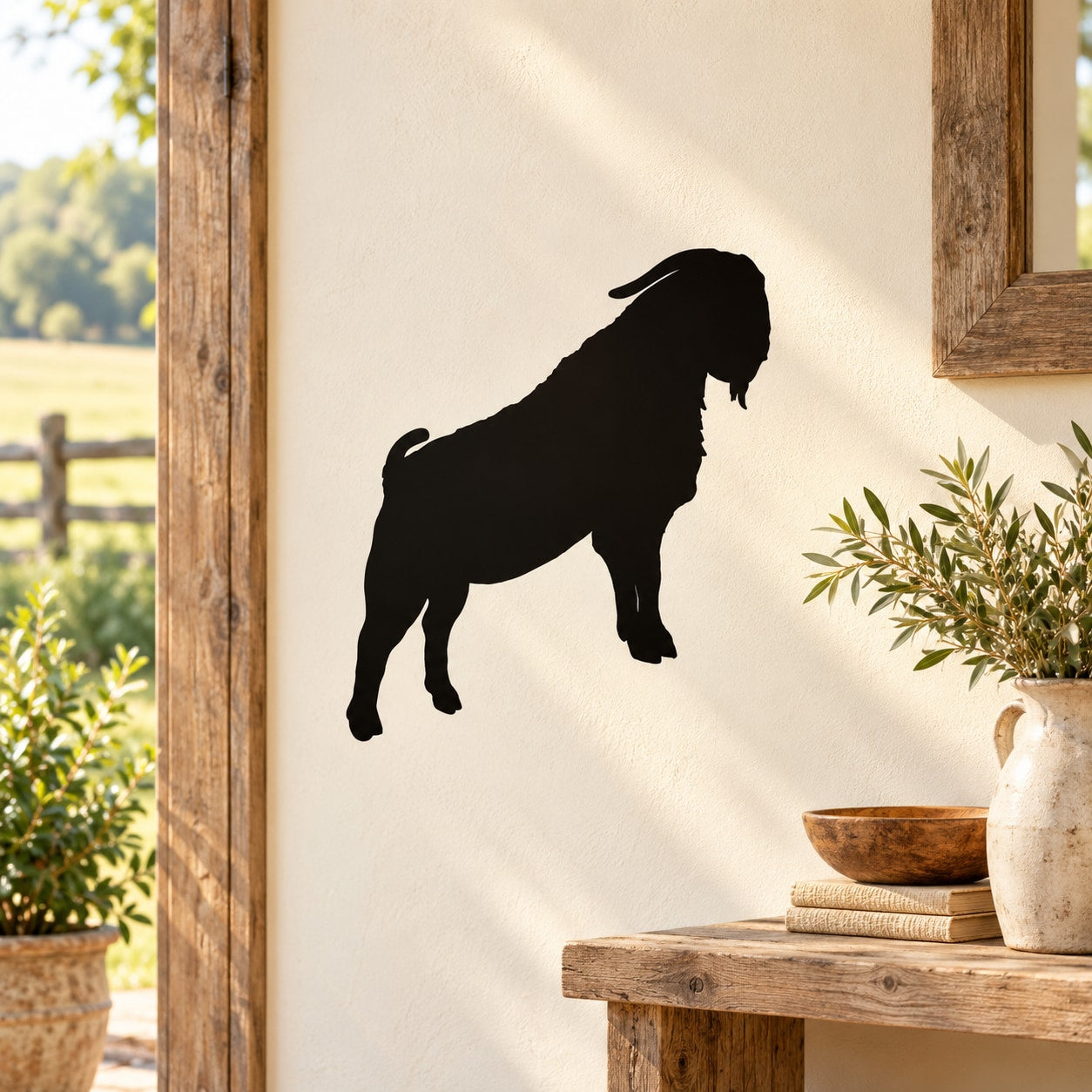 Black climbing goat silhouette vinyl decal