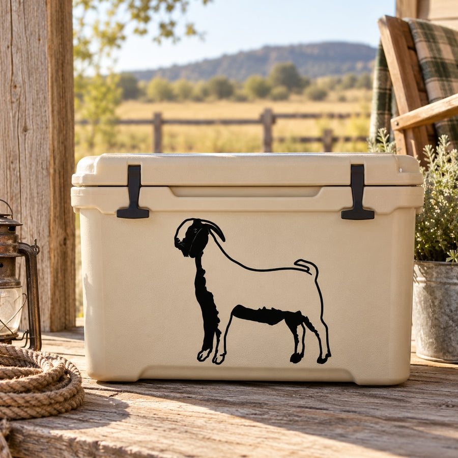 Black Boer goat silhouette decal on a light-colored surface
