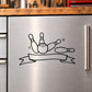 Bowling pin and ball ribbon decal with sketch-style graphic