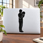 Bowling player wall decal with black silhouette standing and holding ball