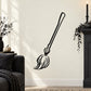 Black broomstick wall decal with outlined bristles and loop handle