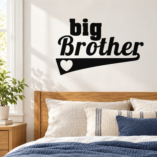 Black wall quote decal: "big Brother" with heart