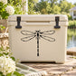 Black dragonfly decal on a cream storage cooler lid
